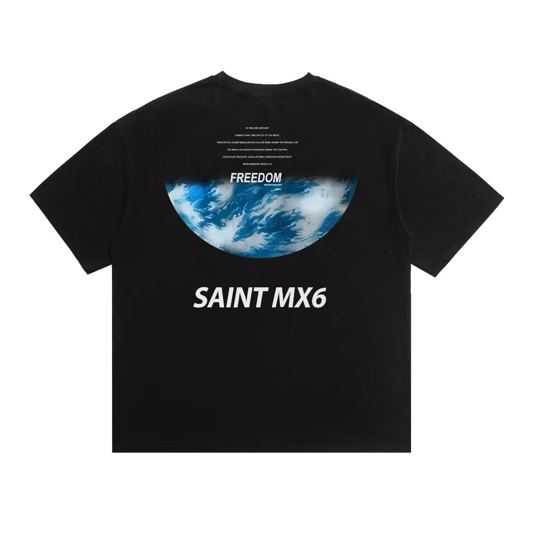 Saint Michael FREEDOM Otomo Katsuhiro anime print washed and distressed retro Vintage loose short-sleeved digital white ink direct injection, the fabric is breathable and the pattern is three-dimensional and clear. Fabric: Double yarn 240g Style number: S903 Size: S-M-L-XL Color: Washed black Price: P118